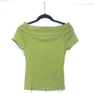 THE LIMITED OFF THE SHOULDER GREEN TOP BLOUSE XS